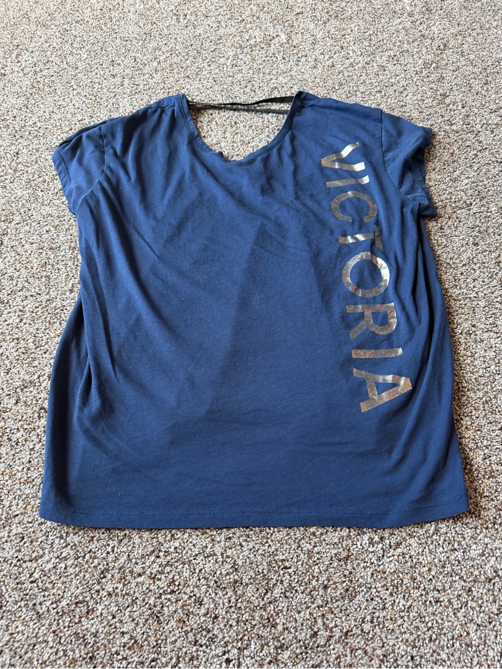 Victoria Sport Victoria's Secret Navy Open Back Graphic Workout Tee XL
